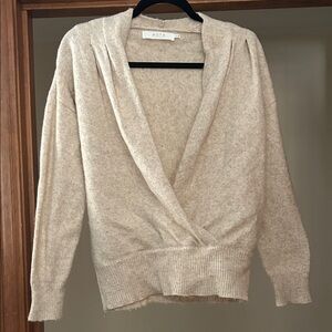 Astr Women's Beige V-Neck Sweater, medium